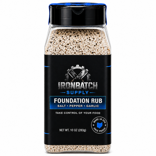 Bottle of Ironbatch Supply Foundation Rub on a white background